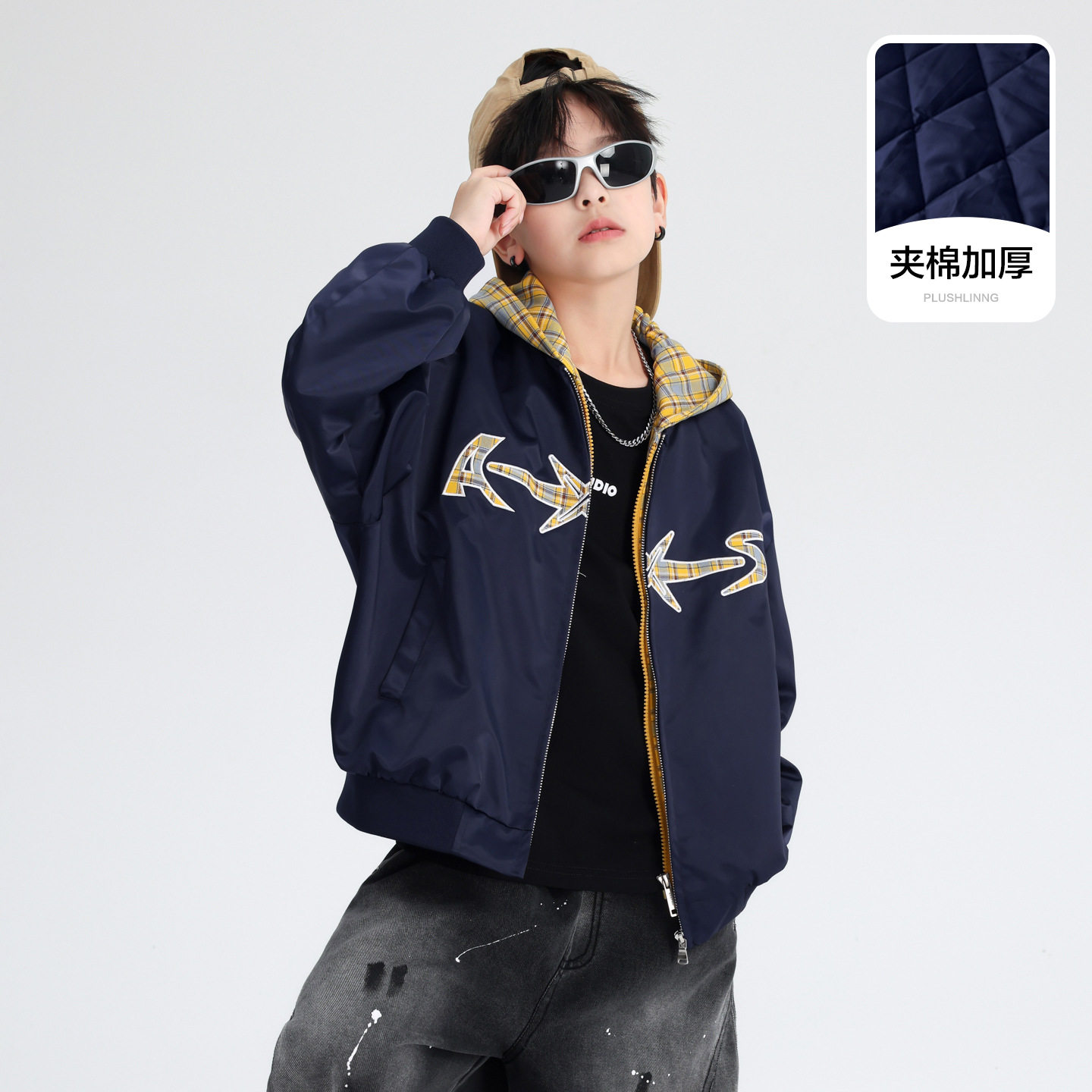 波拉童装男童秋冬装潮酷假两件棒球夹棉外套2026儿童撞色运动加厚,童装/婴儿装/亲子装,普通外套,淘宝优惠券,粉丝福利购,淘宝优惠卷