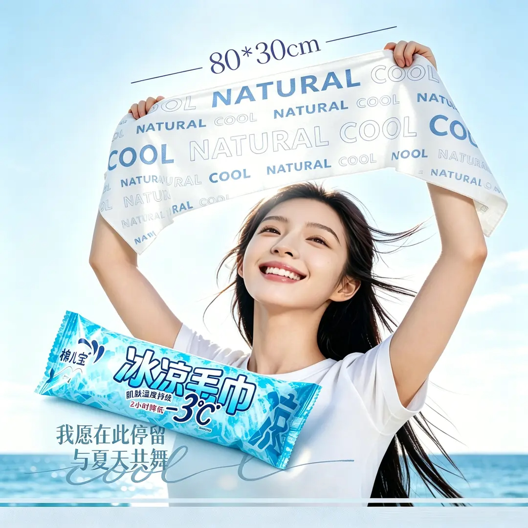冰凉毛巾清凉降温湿巾去味薄荷运动冰感便携夏日止汗湿纸巾