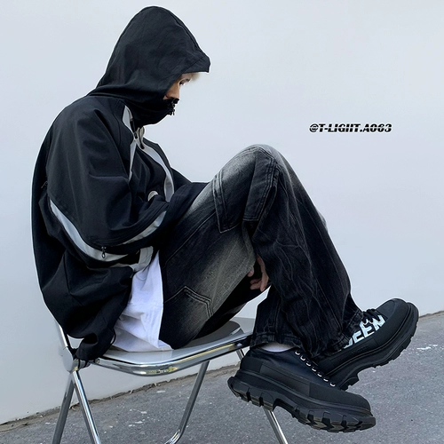 Ретро штаны, прямые свободные джинсы, в американском стиле, градиент