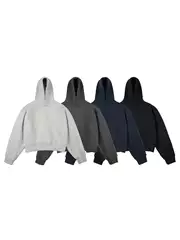 American Retro Short Hooded Sweatshirt for Men, Autumn and Winter Heavyweight Stiff Trendy Brand Cleanfit High-End Casual Jacket