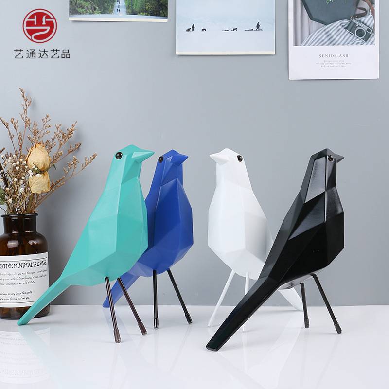 现货树脂工艺品ins现代简约家居摆件几何伊小鸟和平鸽子摆设