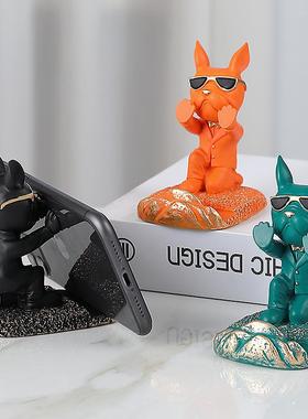 法斗狗手机支架可爱小摆件办公室桌面装饰品送男女生闺蜜生日礼物