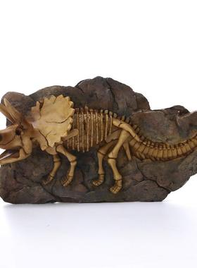 树脂三角龙壁挂摆件复古恐龙化石工艺品个性万圣节装饰礼品