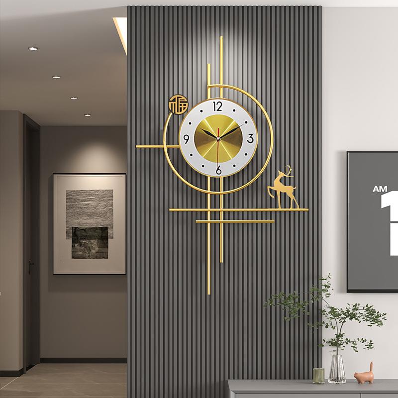 新款格栅创意客厅时尚挂墙艺术轻奢钟表简约现代大气静音时钟挂钟