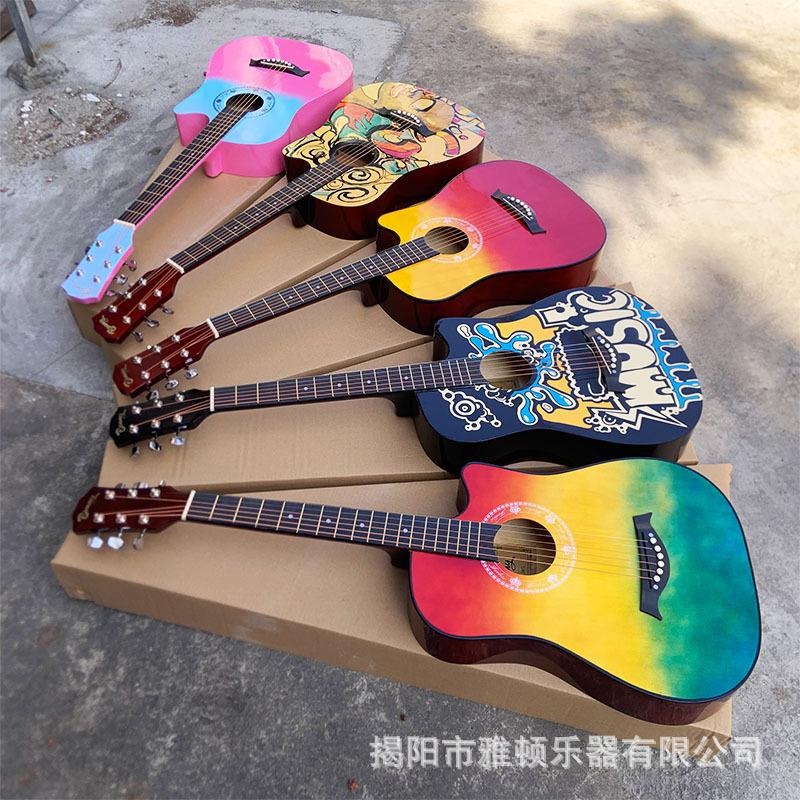个性贴图38寸民谣木吉发初学者练习琴入门级新手吉他大量现货