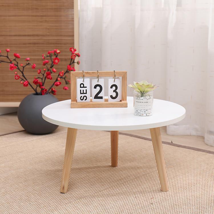 小桌子卧室坐地轻奢桌现代茶几客厅家用飘窗简约小圆桌小户型实木