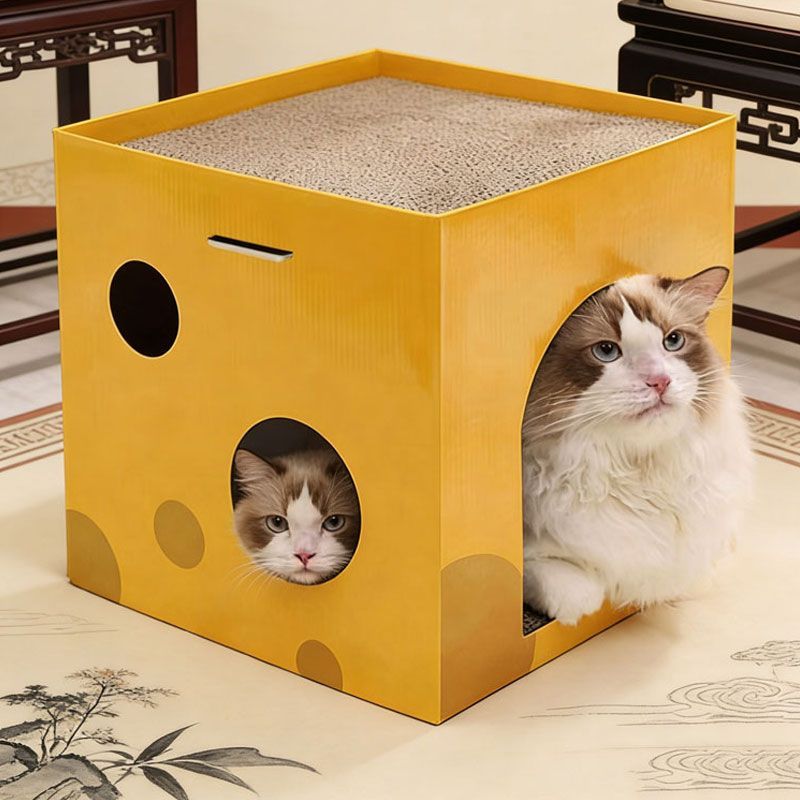 猫咪纸箱屋双层窝房子抓