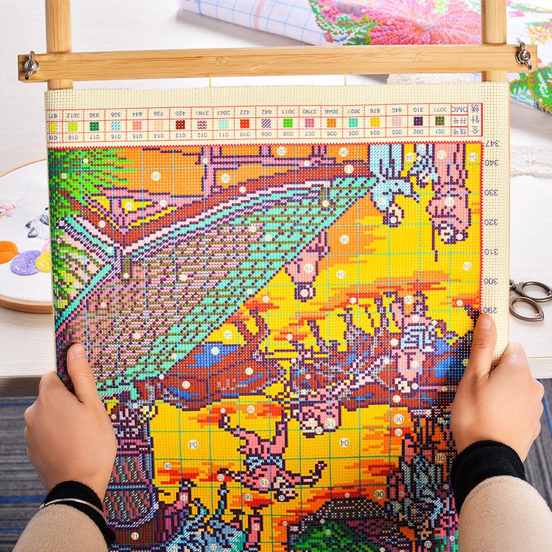 厂家135cm简易十字绣架竹木绣架 竹木绣绷竹绣棚刺绣框工具