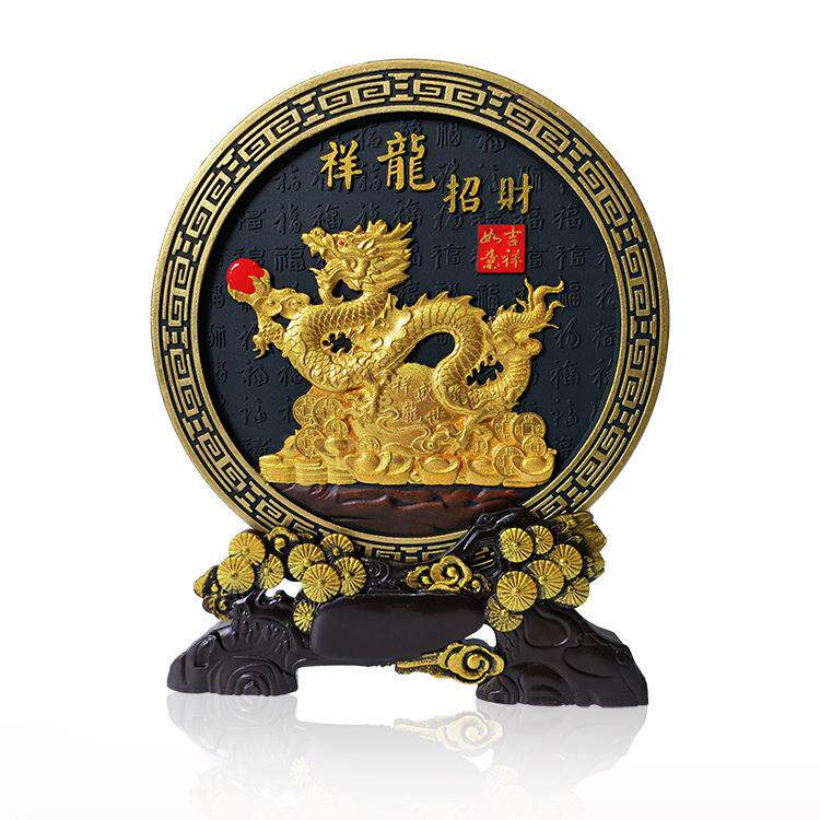 龙年摆件春节商务会议年会礼品活性炭雕工艺品装饰电视柜摆件