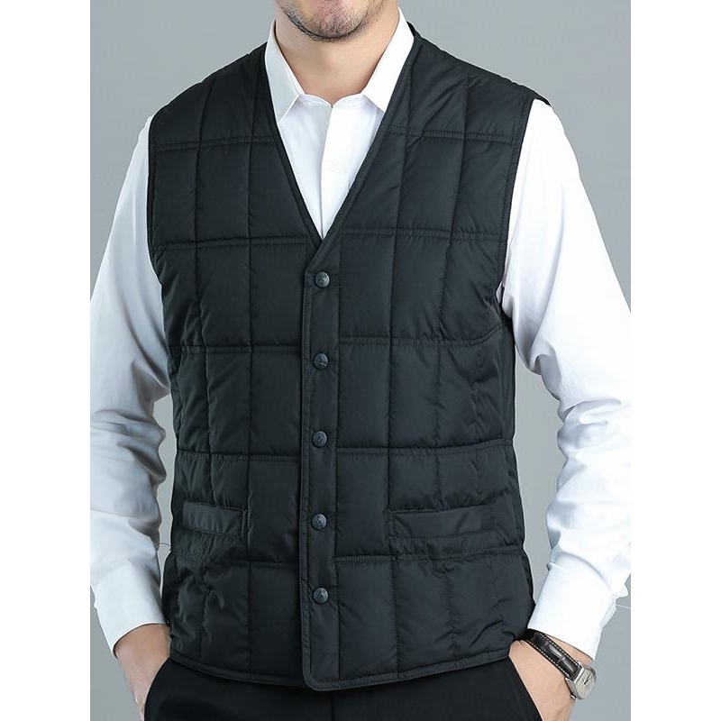 秋冬款中老年人男士马甲加肥大码特体背心父亲棉坎肩内穿保暖马夹