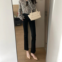 黑色微喇牛仔裤女2025夏季薄款高腰显瘦显高弹力小个子加绒喇叭裤