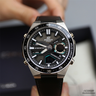 CASIO卡西欧EDIFICE系列石英商务皮带款运动防水腕表EFV-C110L-1A