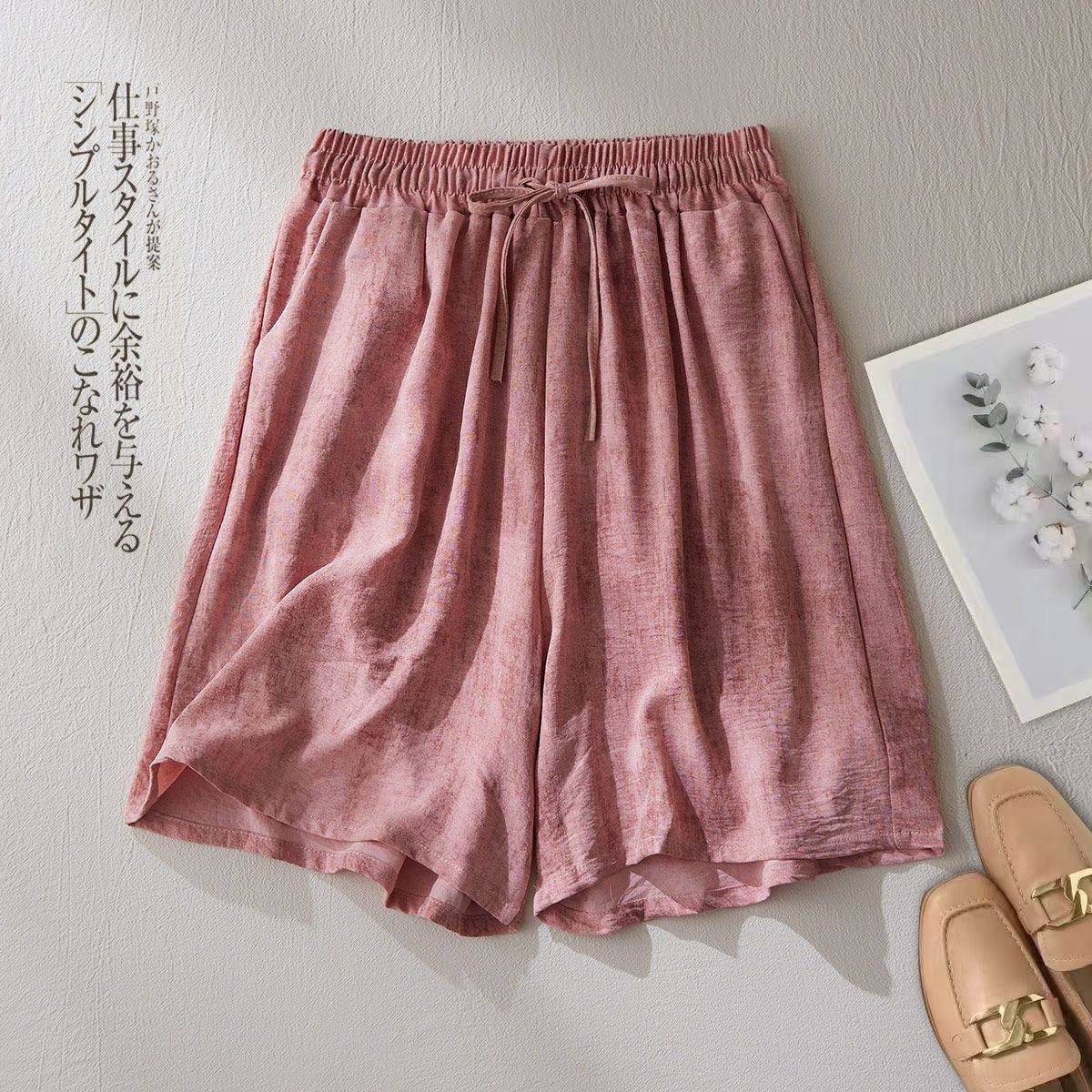 时尚百搭扎染透气冰丝短裤女夏季国风宽松大码抽绳家居裤可外穿,女装/女士精品,大码裤装,淘宝优惠券,粉丝福利购,淘宝优惠卷