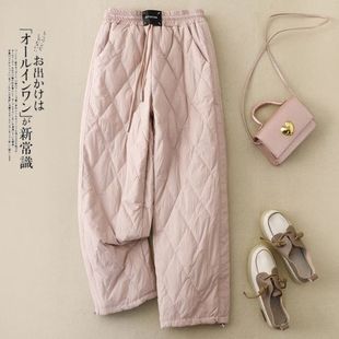 菱格长裤 纯色时尚 外穿防寒夹棉保暖哈伦裤 女冬季 子 百搭加厚棉裤