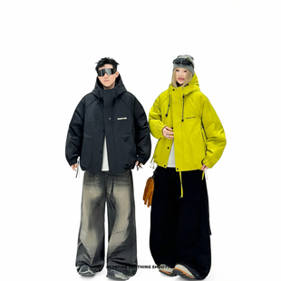 防寒服 保暖外套冬季 工装 风连帽羽绒服男女情侣款