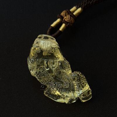 招财纳福正品皮丘挂件天然黄水晶