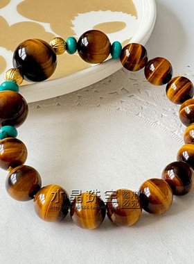 清仓天然黄虎眼绿松石手链女