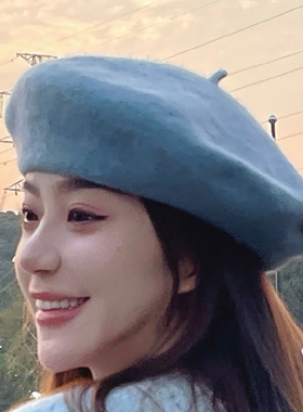 蓝色贝雷帽小头围帽子女贝雷帽小头围53小号头围小的帽子画家帽子