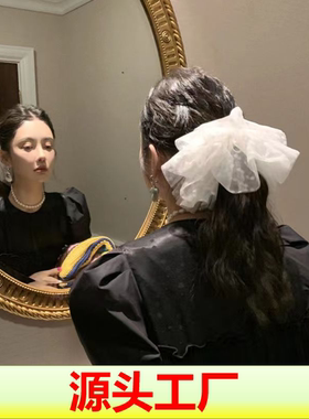 mona同款网纱波点大肠发圈高级感气质超大蕾丝发圈头绳女头花发饰