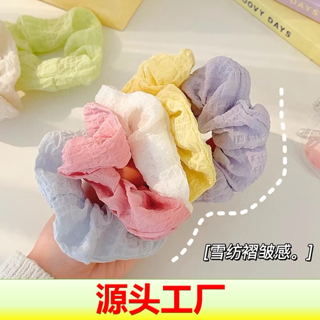 夏季法式猪大肠发圈肥肠头绳糖果色泡芙肥肠发圈皮筋女扎头绳头饰