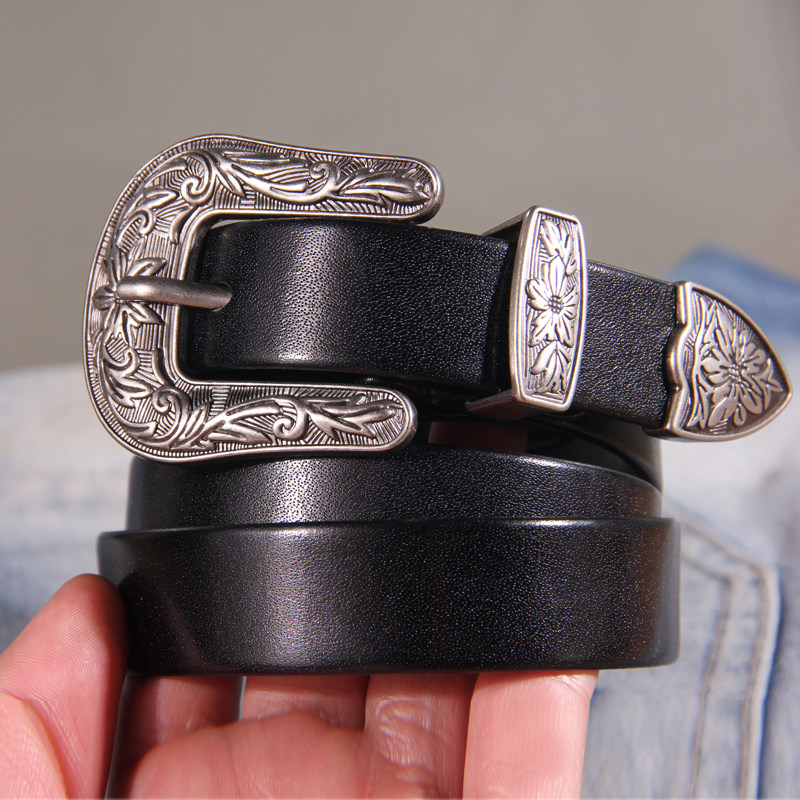 2.3cm女士皮带真皮细复古雕刻头层纯牛皮百搭古着牛仔裤腰带潮窄,服饰配件/皮带/帽子/围巾,腰带/皮带/腰链,淘宝优惠券,粉丝福利购,淘宝优惠卷