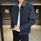 模特2026年春装翻领长袖夹克外套25602P120蓝色，男装夹克，电商D227