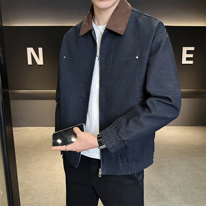 模特 2026年春装翻领长袖夹克外套 25602 P120 黑色，男装夹克，电商D227