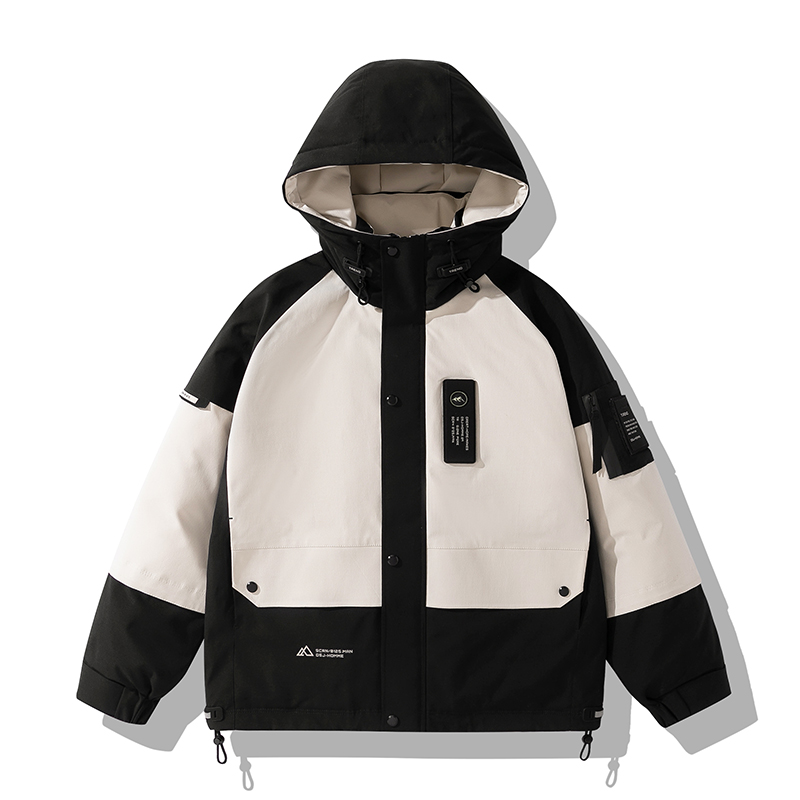 平铺2025标90白鸭绒连帽工装羽绒服986P330黑色，男装羽绒服，电商D227