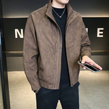 模特2026年春装男士机车皮衣PU皮夹克外套25618P145咖啡色，男装夹克，电商D227