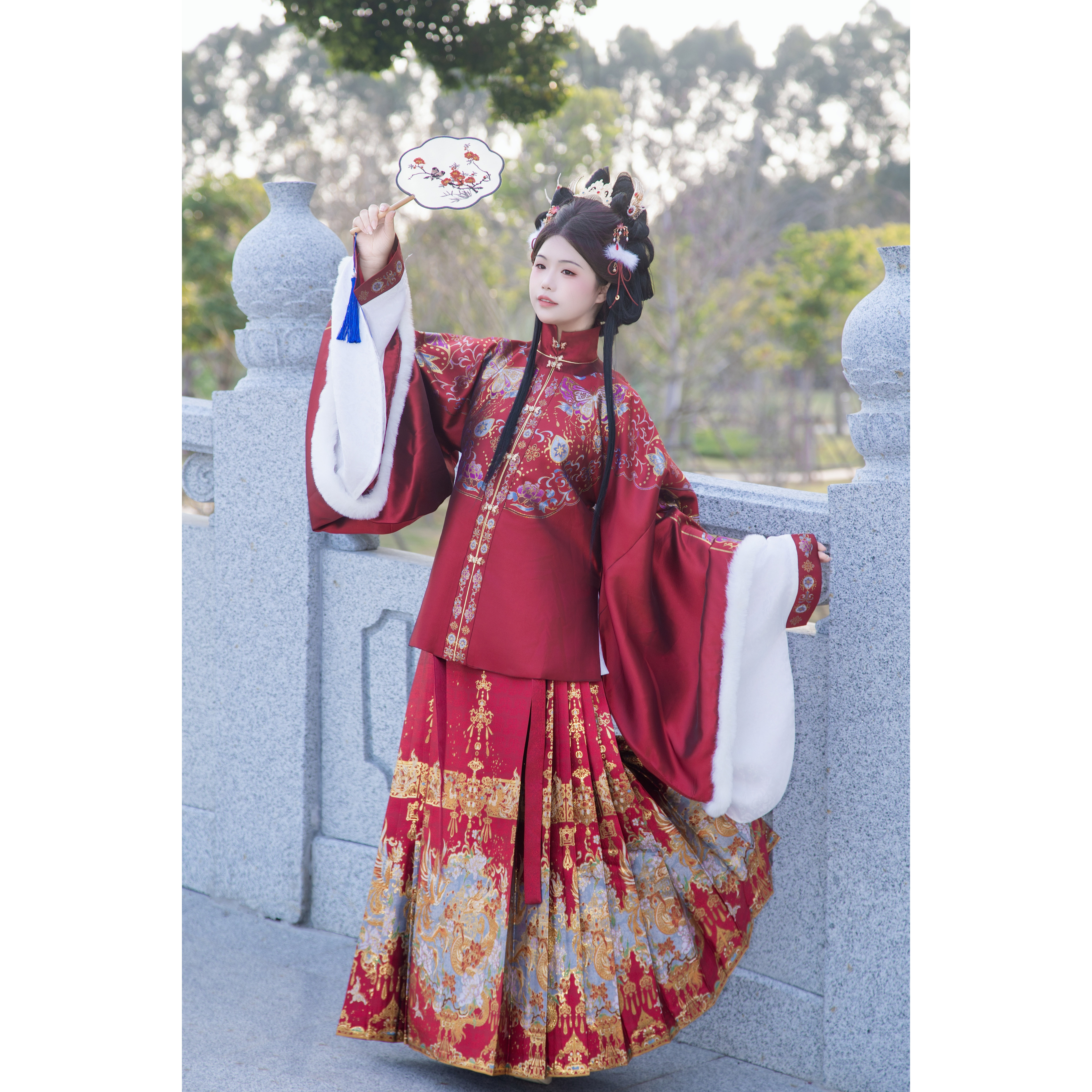 佳衣传统服饰国风原创立领琵琶袖对襟款重工日常明制汉服两件套女