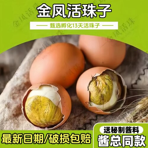 瑾贝金凤活珠子开袋即食新鲜毛蛋