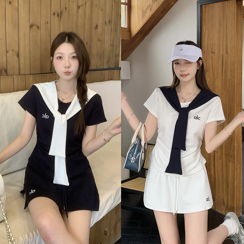 O-35885实拍夏装新款胖mm大码女休闲刺绣字母披肩短袖半身裙套装