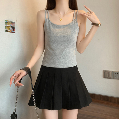 Y16205实拍精棉大码吊带背心女新款胖mm外穿修身内搭打底无袖上衣