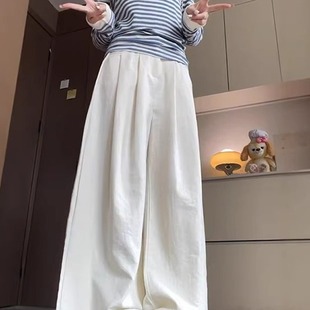 N5429新款大码韩系休闲白色阔腿裤女春夏季大码胖mm奶芙裤