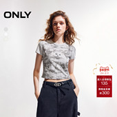 萌宠T 做旧修身 ONLY2025夏季 新款 辣妹复古个性 正肩短袖 T恤女