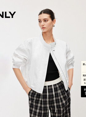 ONLY2026春季新款潮酷风腰部收褶设计立领长袖开衫风衣外套女