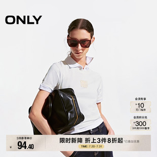 ONLY夏季 124301017 时尚 舒适字母刺绣圆领显瘦正肩T恤女