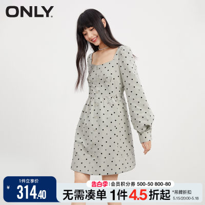 ONLY高腰长袖短款连衣裙