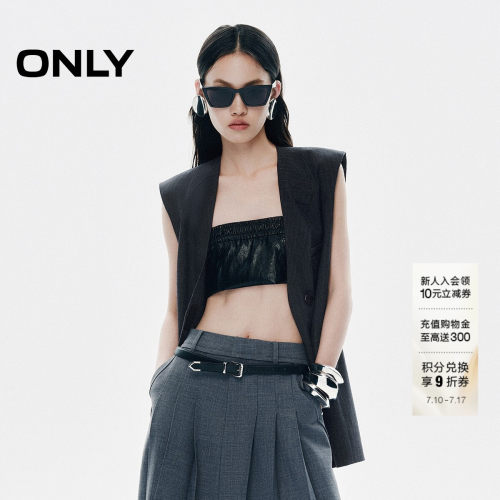 ONLY宽松舒适口袋条纹西装马甲
