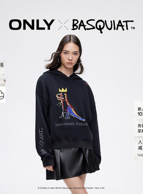 ONLY冬季BASQUIAT联名纯棉宽松连帽卫衣上衣女|12439S039