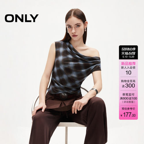 ONLY无袖款荡领显瘦短款T恤上衣