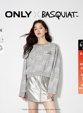 ONLY春季BASQUIAT联名时尚纯棉宽松圆领卫衣女|12439S036