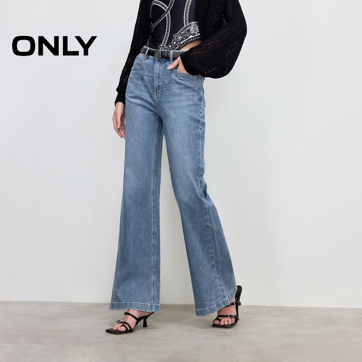 ONLY高腰长裤喇叭裤牛仔裤