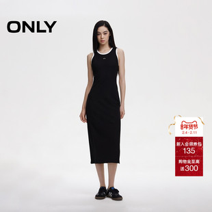 ONLY夏季休闲简约无袖圆领中长款连衣裙女|124361003