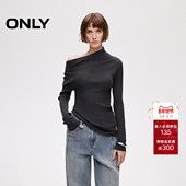 纯色柔软松弛慵懒斜肩堆领两穿领口针织衫 ONLY2026春季 新款 女