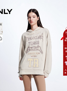 ONLY冬季潮酷字母长袖落肩宽松连帽卫衣女|12449S002