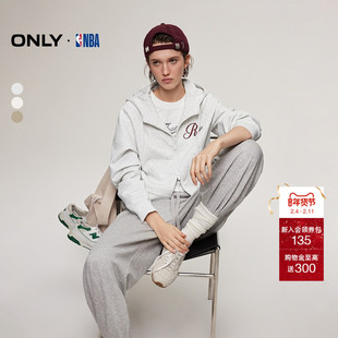 【NBA联名】ONLY2025冬季新款短款双向拉链连帽插肩袖开衫卫衣女