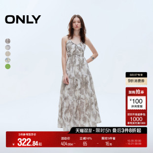 新款 ONLY2025夏季 气质印花波嬉度假风吊带仙女连衣裙女 油画裙