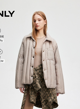 ONLY冬季90白鸭绒保暖简约轻薄翻领羽绒服女|124423014