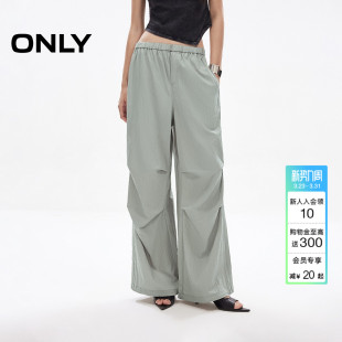 新款 休闲裤 工装 长裤 女 风抽绳设计高腰宽松直筒裤 ONLY2026春季